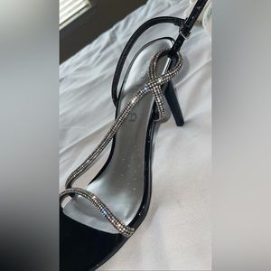 3 inch Black With Diamond Rhinestones Heel